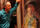 Frank’s first look at Bob’s great painting of Billy the Kid